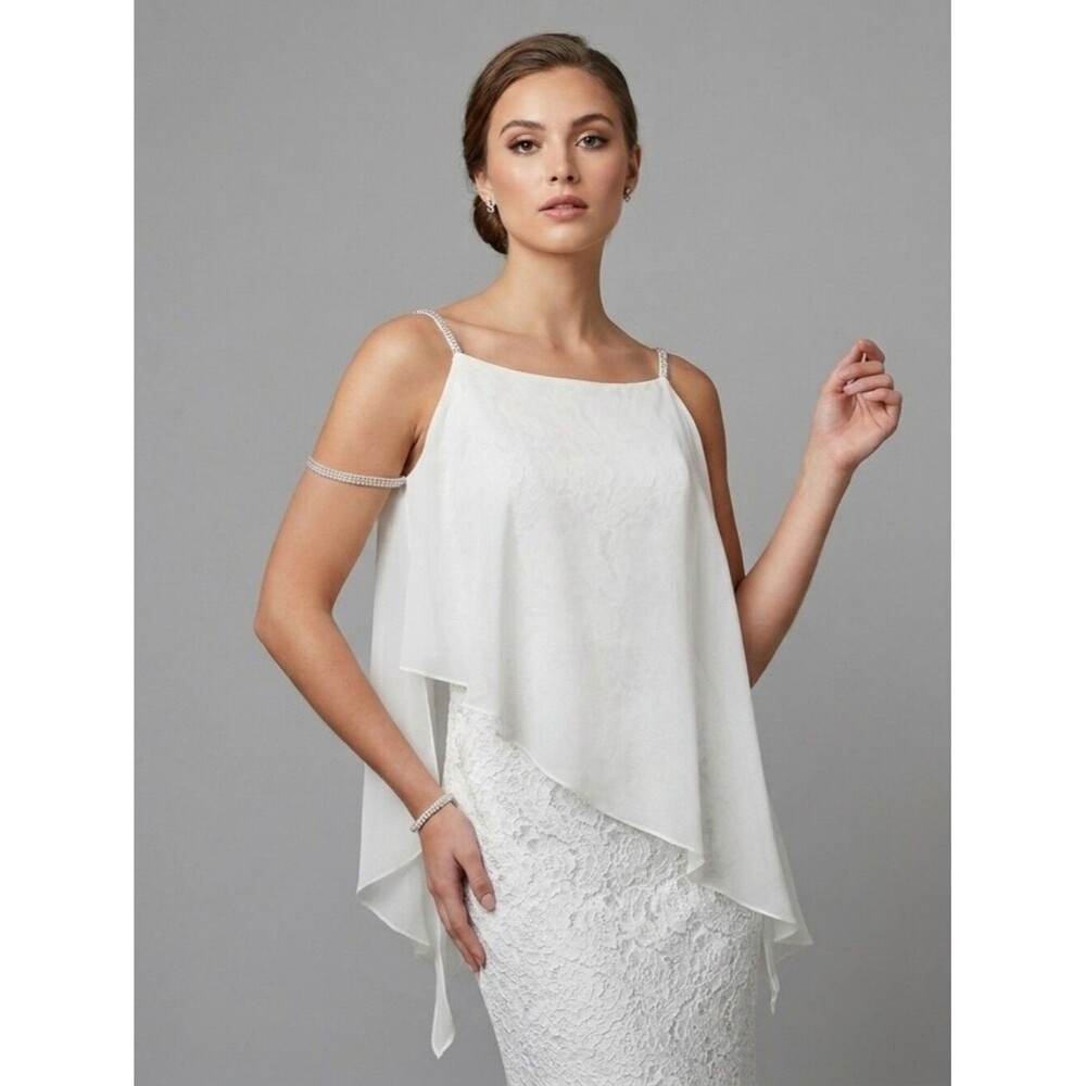 Scarlett White Lace Shawl Midi Dress Bridal Wedding Boho Shabby Chic Size 10